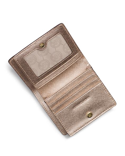 michael kors jet set pale gold flap card holder